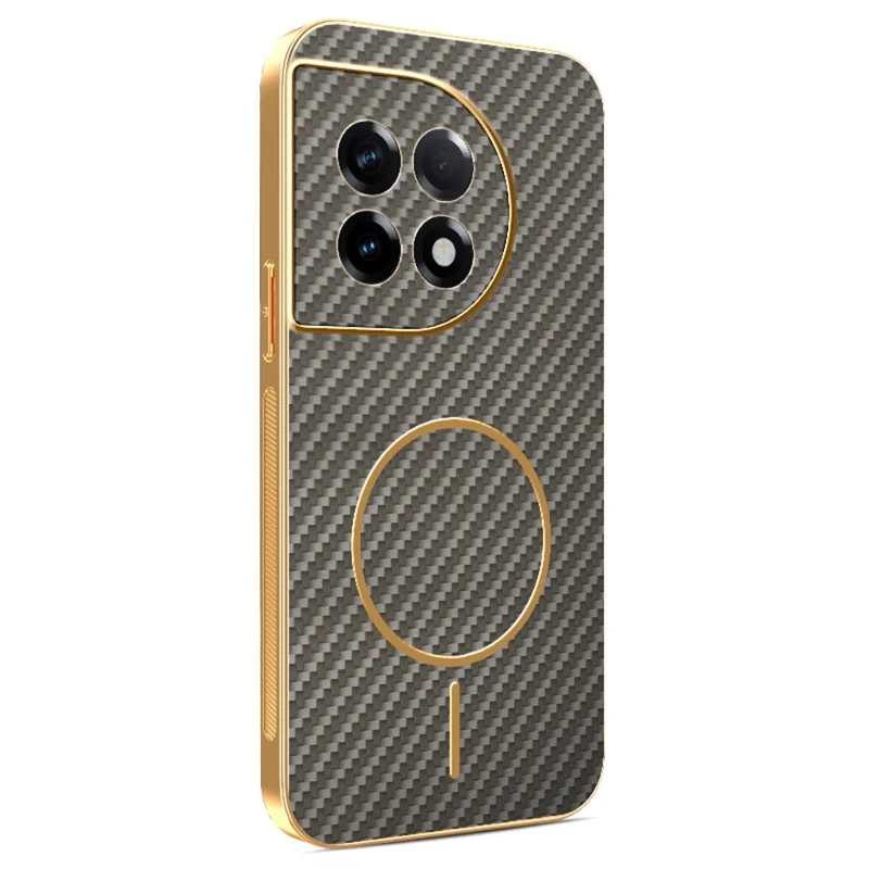 For OnePlus Ace 2 5G  /  11R 5G Phone Case Carbon Fiber Textured Electroplated TPU Back Cover - Coffee