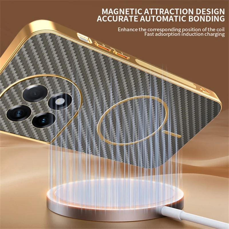 For OnePlus Ace 2 5G  /  11R 5G Phone Case Carbon Fiber Textured Electroplated TPU Back Cover - Coffee