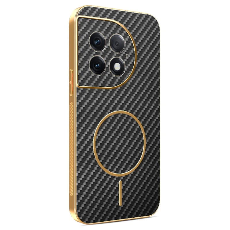 For OnePlus Ace 2 Pro 5G Phone Case Carbon Fiber Textured Electroplated TPU Back Cover - Black