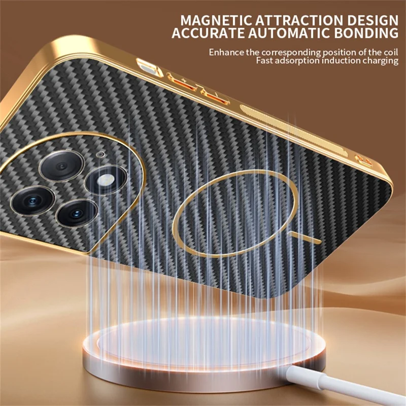 For OnePlus Ace 2 Pro 5G Phone Case Carbon Fiber Textured Electroplated TPU Back Cover - Black