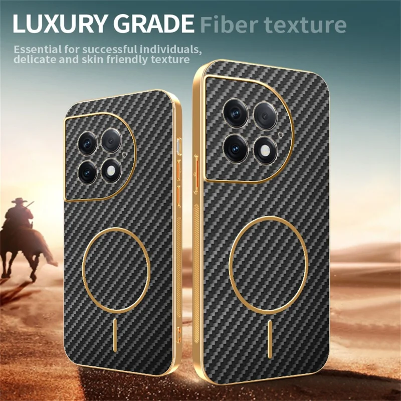 For OnePlus Ace 2 Pro 5G Phone Case Carbon Fiber Textured Electroplated TPU Back Cover - Black