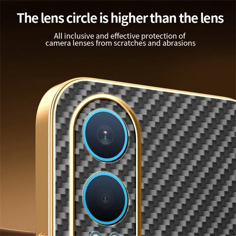 For OnePlus Nord CE4 Lite 5G Phone Case Carbon Fiber Textured Electroplated TPU Back Cover - Black
