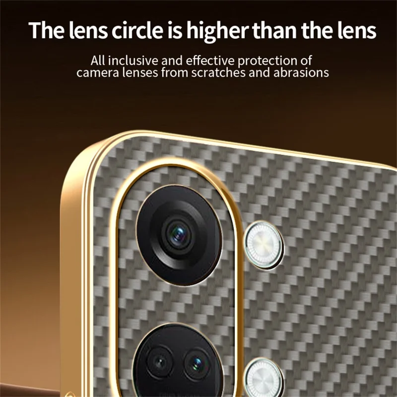 Obudowa na OnePlus Ace 2V / Nord 3 5G, tylna pokrywa z teksturą węglową i powłoką elektrolityczną, wykonana z TPU - Kolor kawy