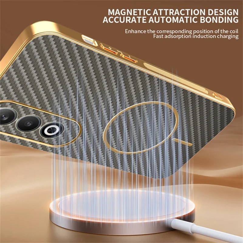For OnePlus Nord CE4 5G Phone Case Carbon Fiber Textured Electroplated TPU Back Cover - Coffee