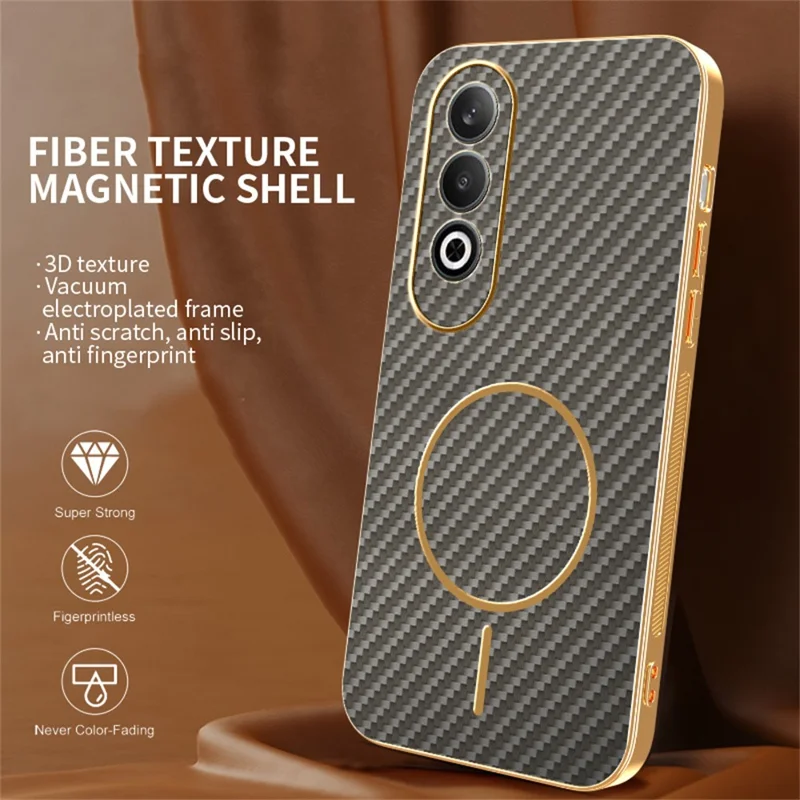 For OnePlus Nord CE4 5G Phone Case Carbon Fiber Textured Electroplated TPU Back Cover - Coffee