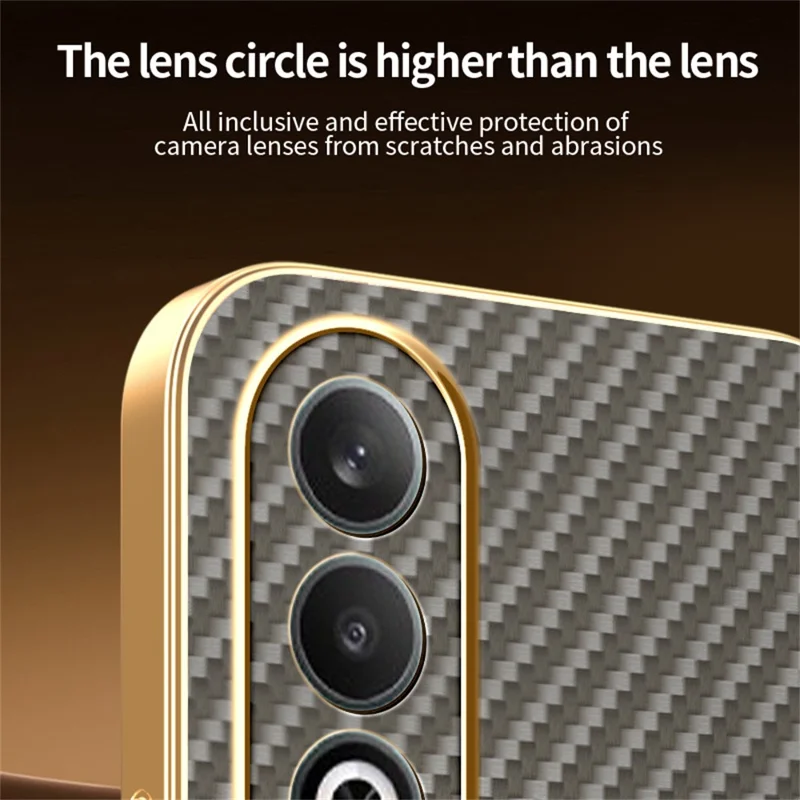 For OnePlus Nord CE4 5G Phone Case Carbon Fiber Textured Electroplated TPU Back Cover - Coffee