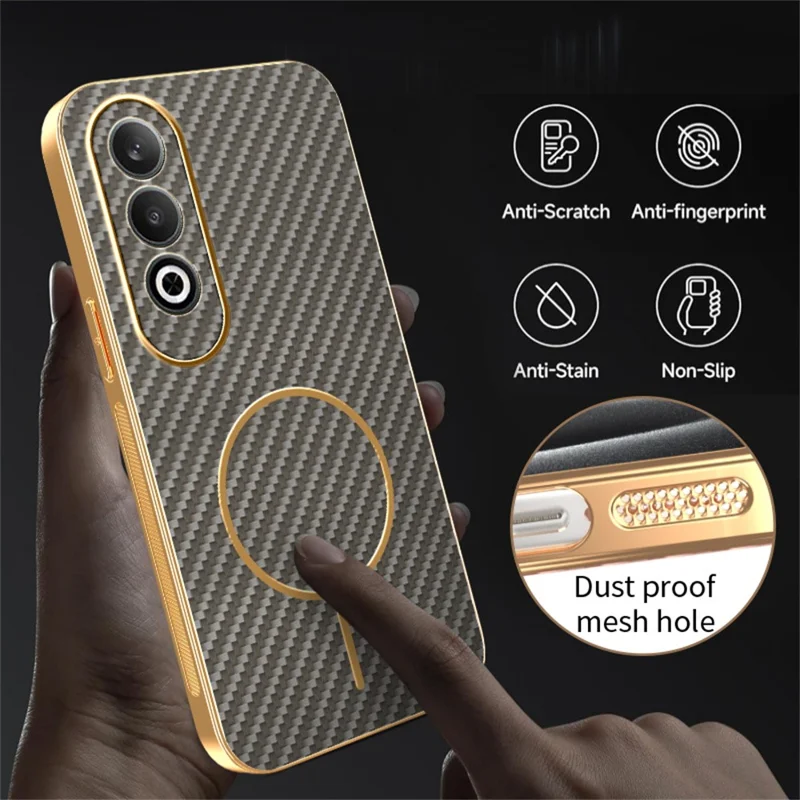 For OnePlus Nord CE4 5G Phone Case Carbon Fiber Textured Electroplated TPU Back Cover - Coffee