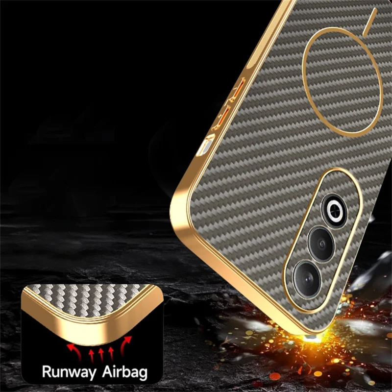 For OnePlus Nord CE4 5G Phone Case Carbon Fiber Textured Electroplated TPU Back Cover - Coffee