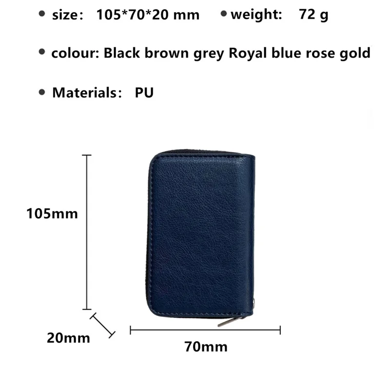 For iPhone 17 Case Detachable Zipper Card Bag PU TPU Kickstand Phone Case with Strap - Sapphire