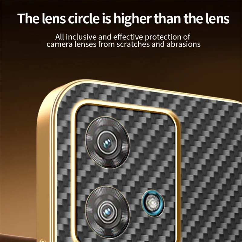For Motorola Edge 40 Neo 5G Phone Case Carbon Fiber Textured Electroplated TPU Back Cover - Black