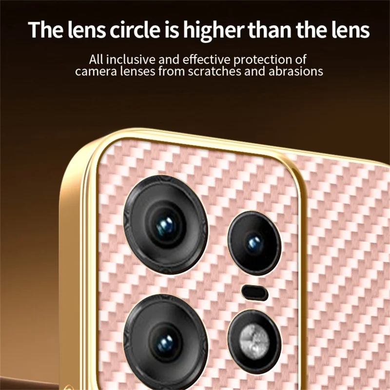 For Motorola Edge 50 Pro 5G Phone Case Carbon Fiber Textured Electroplated TPU Back Cover - Pink