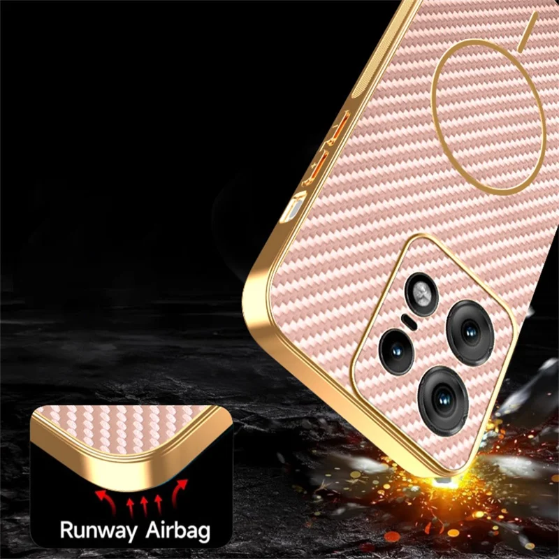 For Motorola Edge 50 Pro 5G Phone Case Carbon Fiber Textured Electroplated TPU Back Cover - Pink