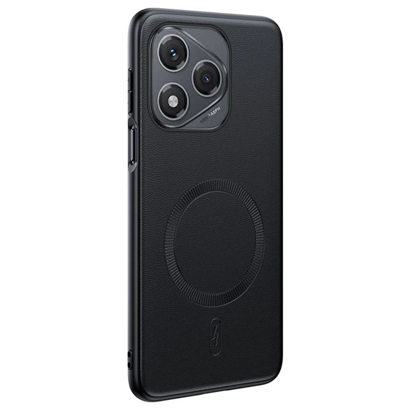 For Honor 400 Lite 5G Magnetic Case Leather Coated TPU + PC Phone Cover - Black