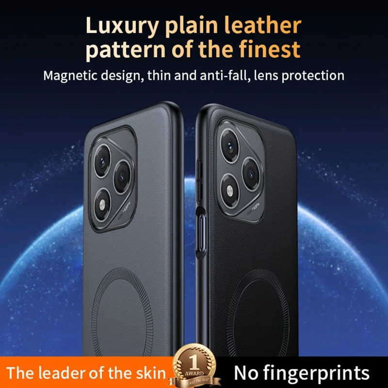 For Honor 400 Lite 5G Magnetic Case Leather Coated TPU + PC Phone Cover - Black