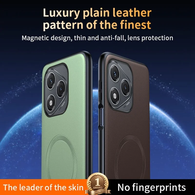 For Honor 400 Lite 5G Magnetic Case Leather Coated TPU + PC Phone Cover - Black