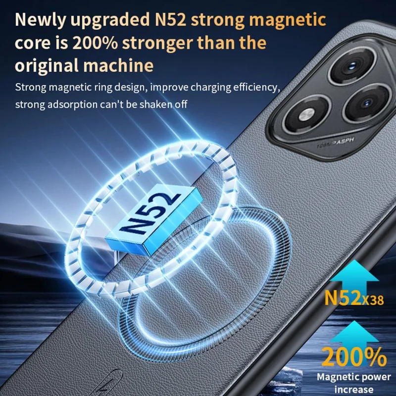 For Honor 400 Lite 5G Magnetic Case Leather Coated TPU + PC Phone Cover - Black