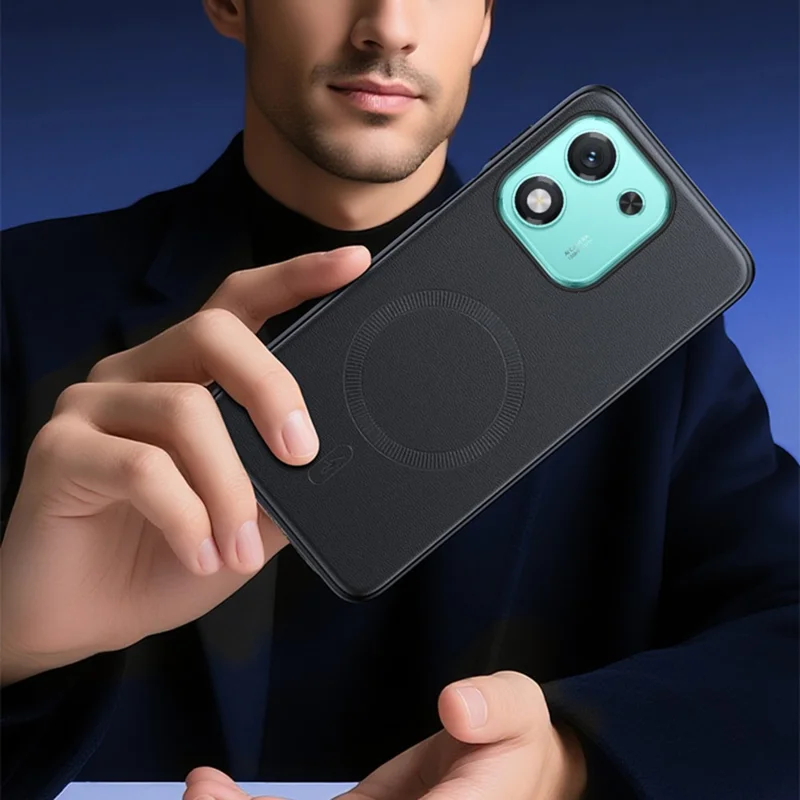 For Honor X70i Case Magnetic Case Leather Coated TPU + PC Phone Cover - Black