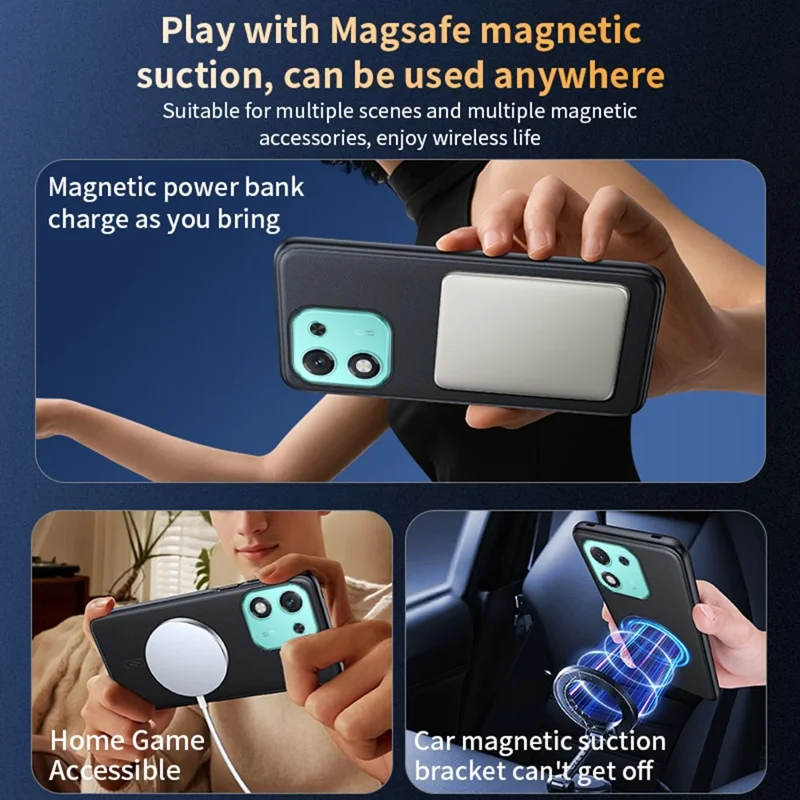 For Honor X70i Case Magnetic Case Leather Coated TPU + PC Phone Cover - Black