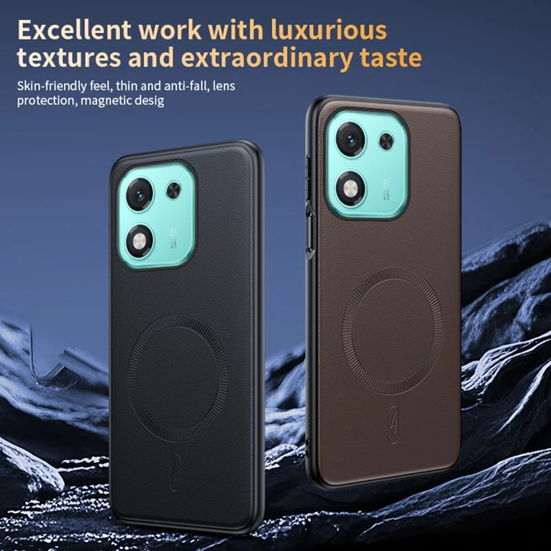 For Honor X70i Case Magnetic Case Leather Coated TPU + PC Phone Cover - Black