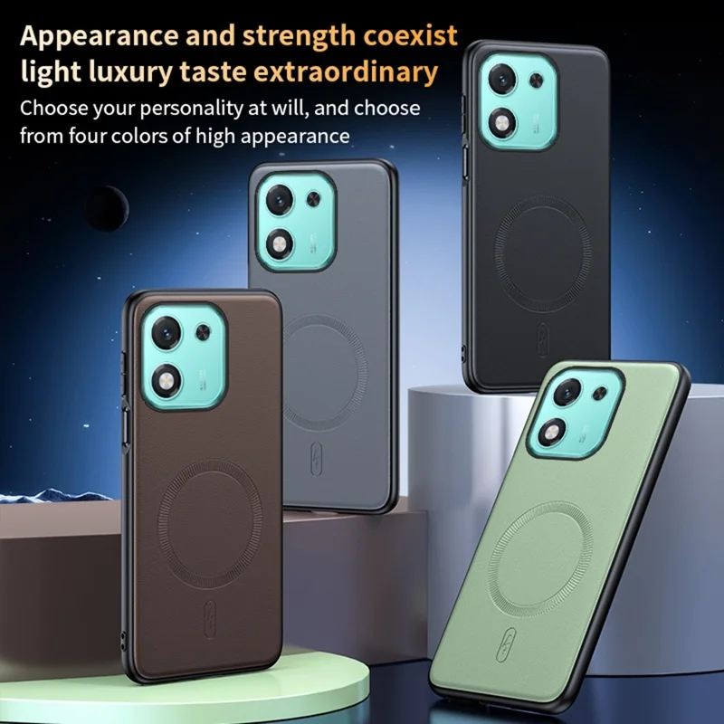 For Honor X70i Case Magnetic Case Leather Coated TPU + PC Phone Cover - Black