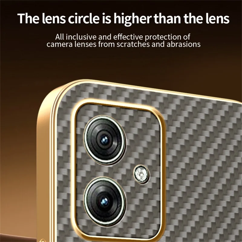 For Motorola Moto G54 5G  /  G54 Power 5G  /  G64 5G Phone Case Carbon Fiber Textured Electroplated TPU Back Cover - Coffee