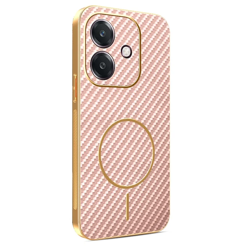 Capa de Celular para Oppo A3 4G / A3 5G / A40 4G / A40M 4G / A60 5G / A3i 5G Textura de Fibra de Carbono Revestimento Eletrolítico de TPU - Rosa