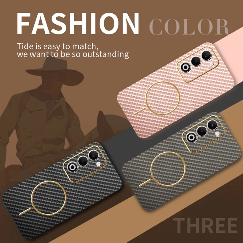 Handyhülle für Oppo A5 5G / A5 4G / A5i Pro 4G / A5m 4G / K13x 5G - Kohlefaser-Textur, galvanisierter TPU-Rückseite - Pink