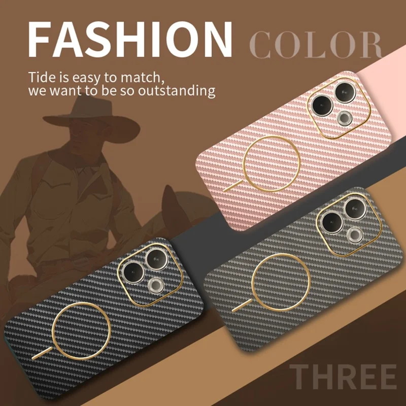 Für Oppo A5 Pro 4G (Global) / 5G (Global) Handyhülle Karbonfaser Texturiert Elektrolytisch Beschichtete TPU Rückseite - Rosa