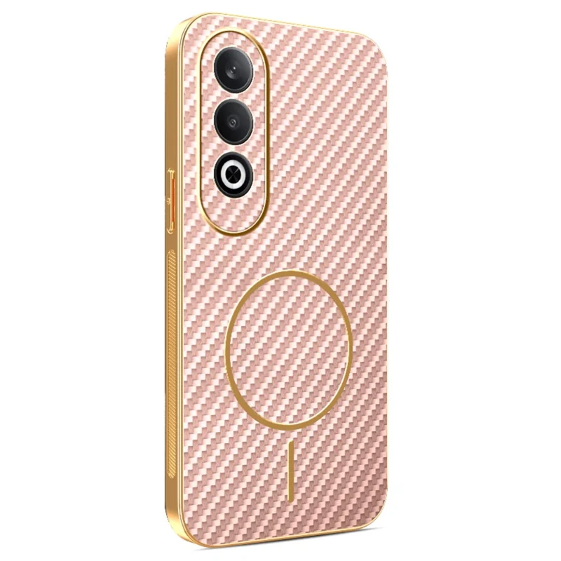 Für OnePlus Nord CE4 5G / Oppo K12 Handyhülle Carbon-Faser-Textur Galvanisierte TPU-Rückabdeckung - Pink