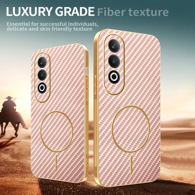 Für OnePlus Nord CE4 5G / Oppo K12 Handyhülle Carbon-Faser-Textur Galvanisierte TPU-Rückabdeckung - Pink