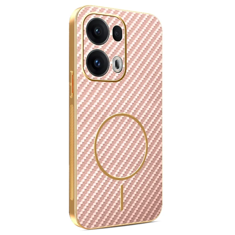 Oppo Reno13 Pro 5G Handyhülle Kohlefaser-Textur Elektroplattierte TPU-Rückabdeckung - Rosa