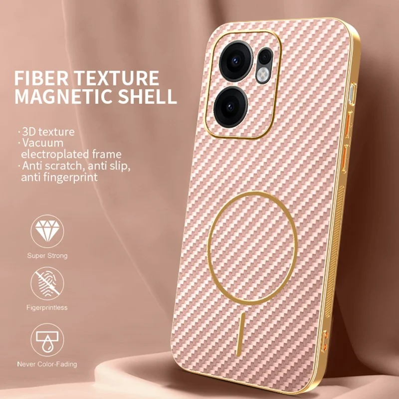 Oppo Reno13 F 5G / Reno13 FS 5G Handyhülle Karbonfaser Texturiert Elektrolytisch Beschichtete TPU Rückseite - Rosa