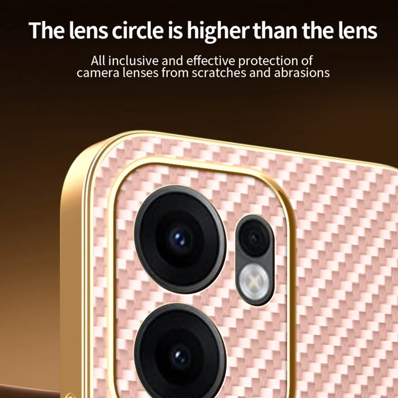 Oppo Reno13 F 5G / Reno13 FS 5G Handyhülle Karbonfaser Texturiert Elektrolytisch Beschichtete TPU Rückseite - Rosa
