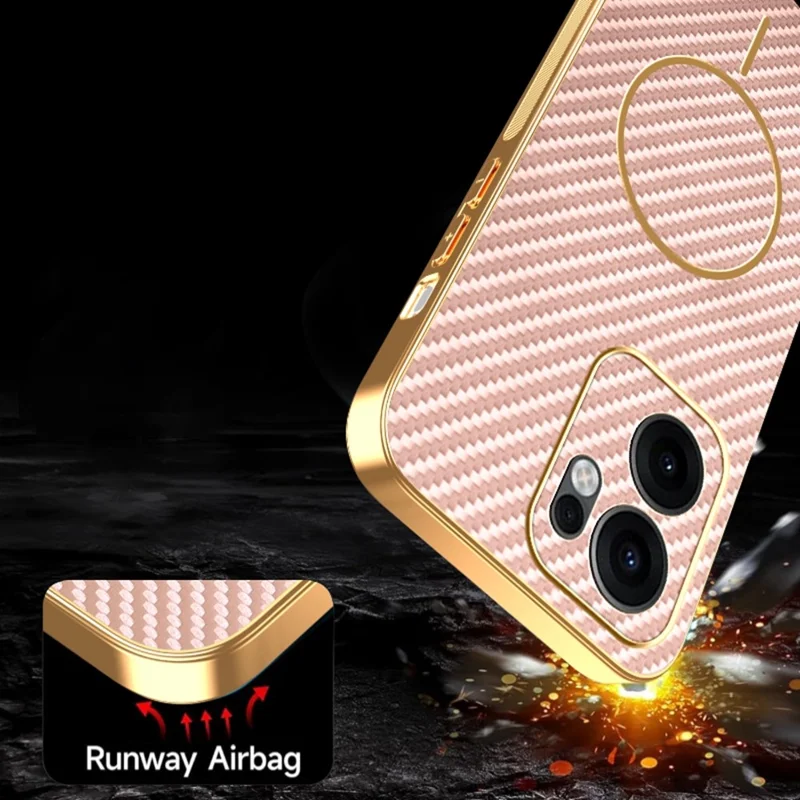 Oppo Reno13 F 5G / Reno13 FS 5G Handyhülle Karbonfaser Texturiert Elektrolytisch Beschichtete TPU Rückseite - Rosa