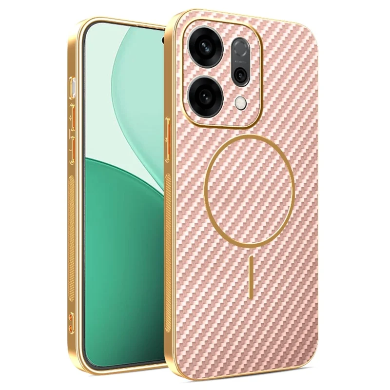 Für Oppo Reno14 5G (Global) Hülle Karbonfaser Texturierte Elektrolytisch Verchromte TPU Rückseite - Rosa