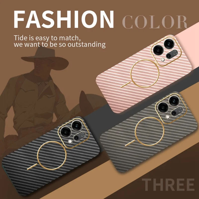 Für Oppo Reno14 5G (Global) Hülle Karbonfaser Texturierte Elektrolytisch Verchromte TPU Rückseite - Rosa