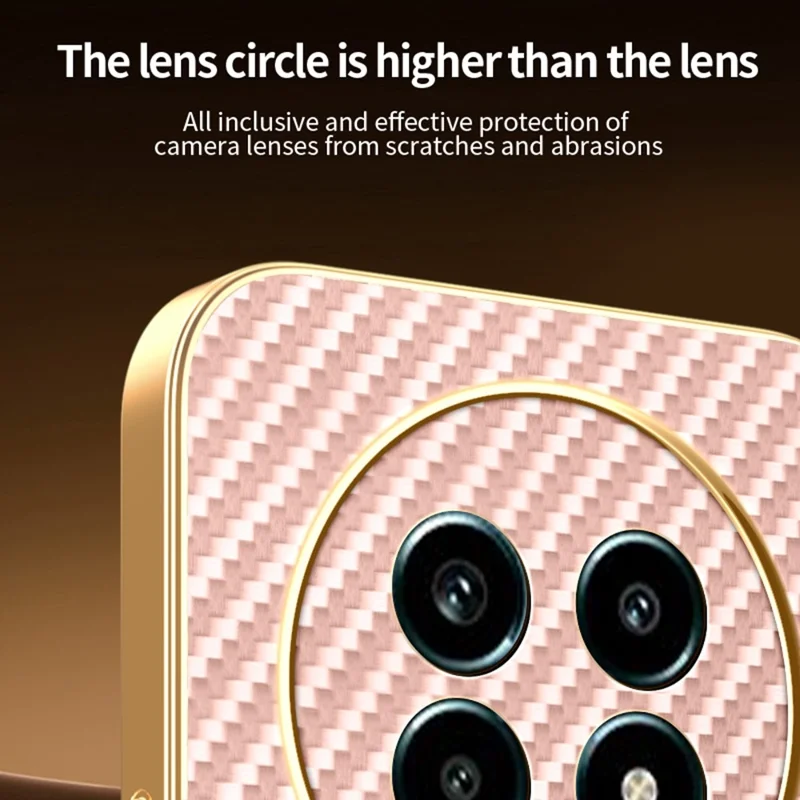 Étui pour téléphone Realme 13 Pro 5G (Global) / 13 Pro+ 5G (Global) - Couverture arrière en TPU texturée en fibre de carbone électroplaquée - Rose