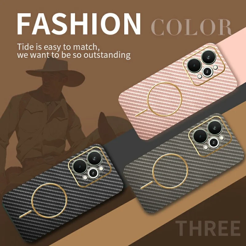 For Realme 15 5G Phone Case Carbon Fiber Textured Electroplated TPU Back Cover - Pink