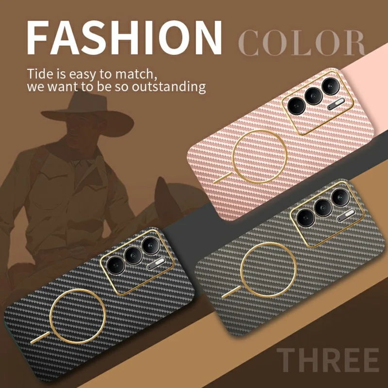 For Realme C75 4G / C75x Phone Case Carbon Fiber Textured Electroplated TPU Back Cover - Pink