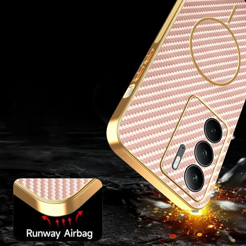 For Realme C75 4G / C75x Phone Case Carbon Fiber Textured Electroplated TPU Back Cover - Pink