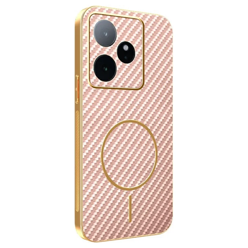 For Realme GT 7 5G Phone Case Carbon Fiber Textured Electroplated TPU Back Cover - Pink