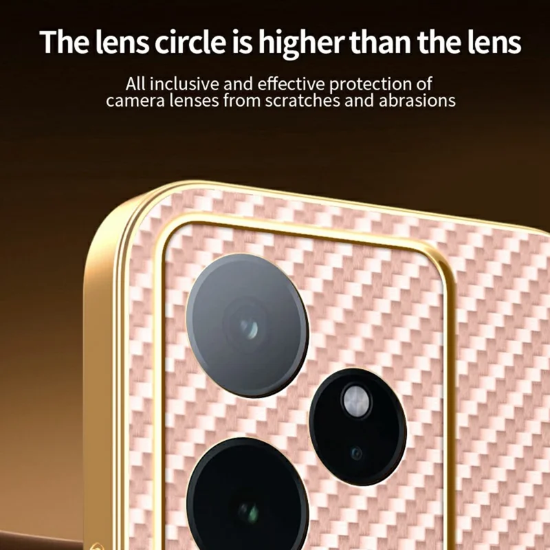 For Realme GT 7 5G Phone Case Carbon Fiber Textured Electroplated TPU Back Cover - Pink