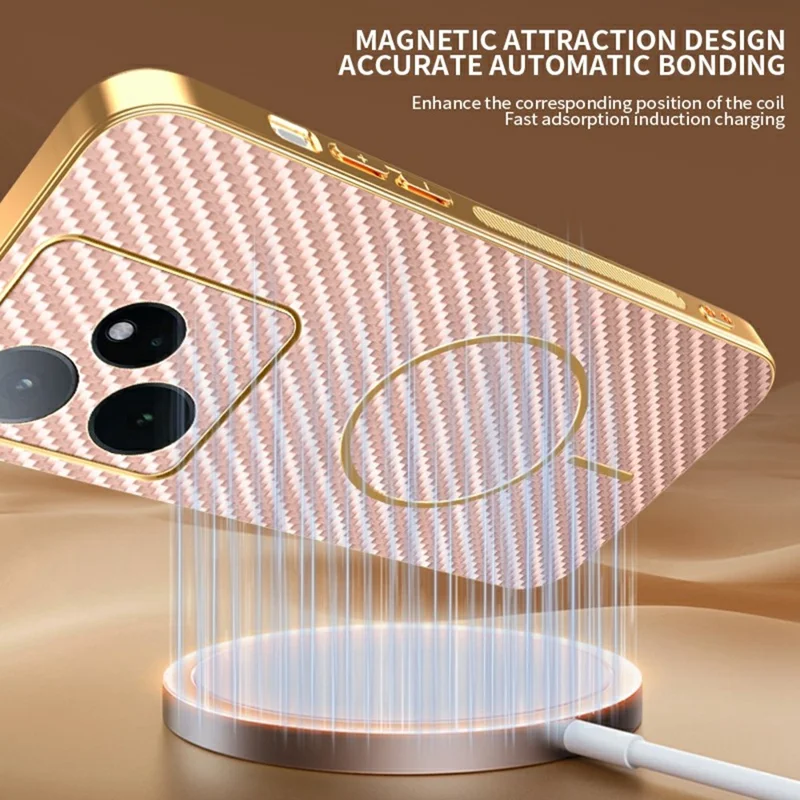 For Realme GT 7 5G Phone Case Carbon Fiber Textured Electroplated TPU Back Cover - Pink