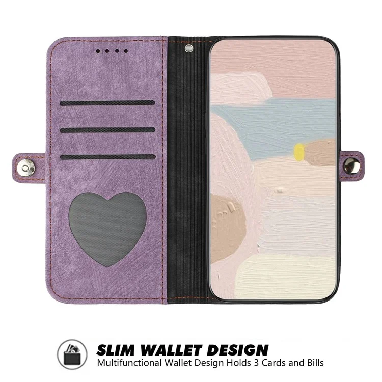 YX0020 Smart Phone Case for iPhone 14 Full Coverage PU Leather Stand Dual Magnetic Clasp Phone Cover Shell with Strap - Light Purple