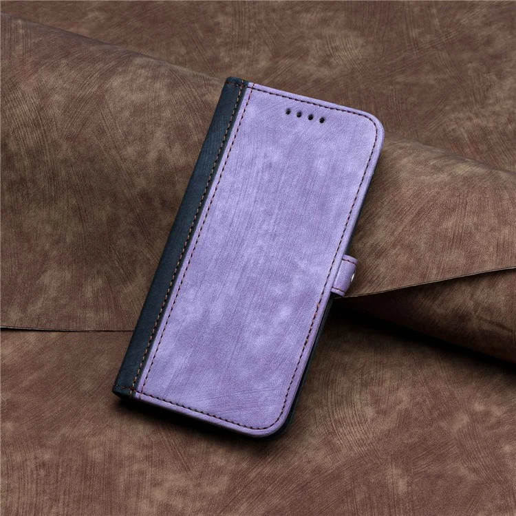 YX0020 Smart Phone Case for iPhone 14 Full Coverage PU Leather Stand Dual Magnetic Clasp Phone Cover Shell with Strap - Light Purple