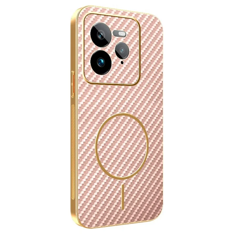 For Realme GT 7 Pro 5G Phone Case Carbon Fiber Textured Electroplated TPU Back Cover - Pink