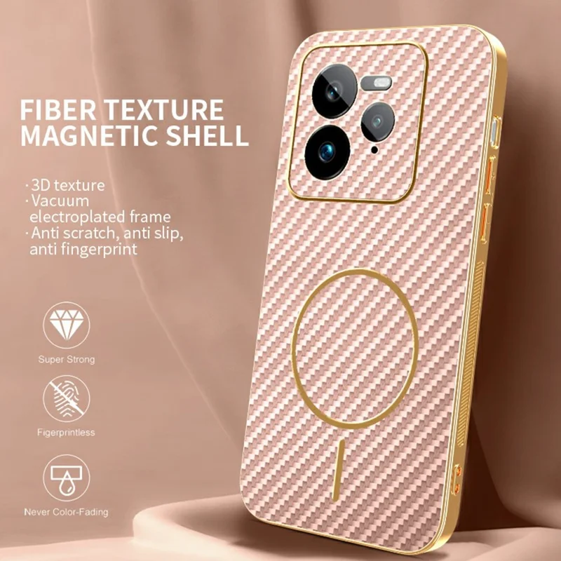 For Realme GT 7 Pro 5G Phone Case Carbon Fiber Textured Electroplated TPU Back Cover - Pink