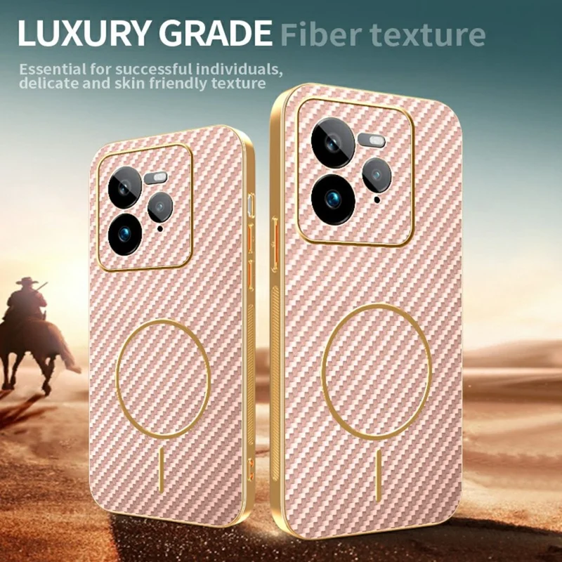 For Realme GT 7 Pro 5G Phone Case Carbon Fiber Textured Electroplated TPU Back Cover - Pink