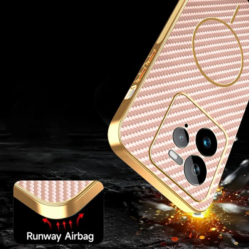For Realme GT 7 Pro 5G Phone Case Carbon Fiber Textured Electroplated TPU Back Cover - Pink