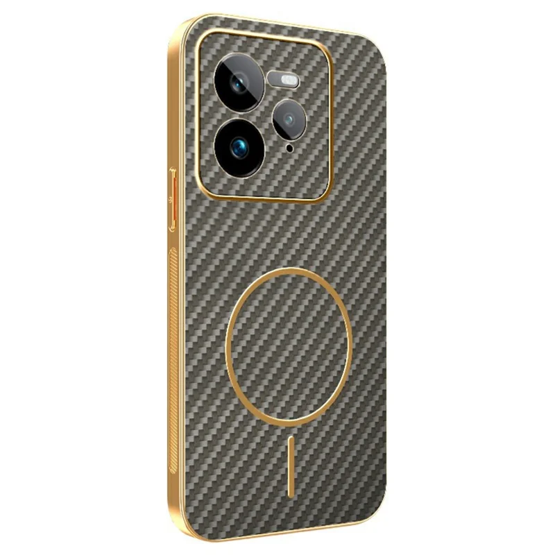 For Realme GT 7 Pro 5G Phone Case Carbon Fiber Textured Electroplated TPU Back Cover - Coffee